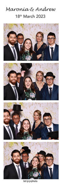 photo booth strip with a flower backdrop in Malta with a family