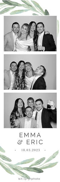 guests in a black and white glam photo strip
