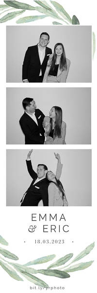 a couple in a black and white glam photo strip