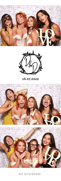 wedding photo booth strip with bride and friends
