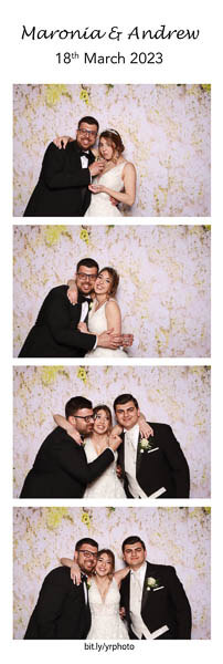bridal couple photo booth strip with a flower backdrop in Malta