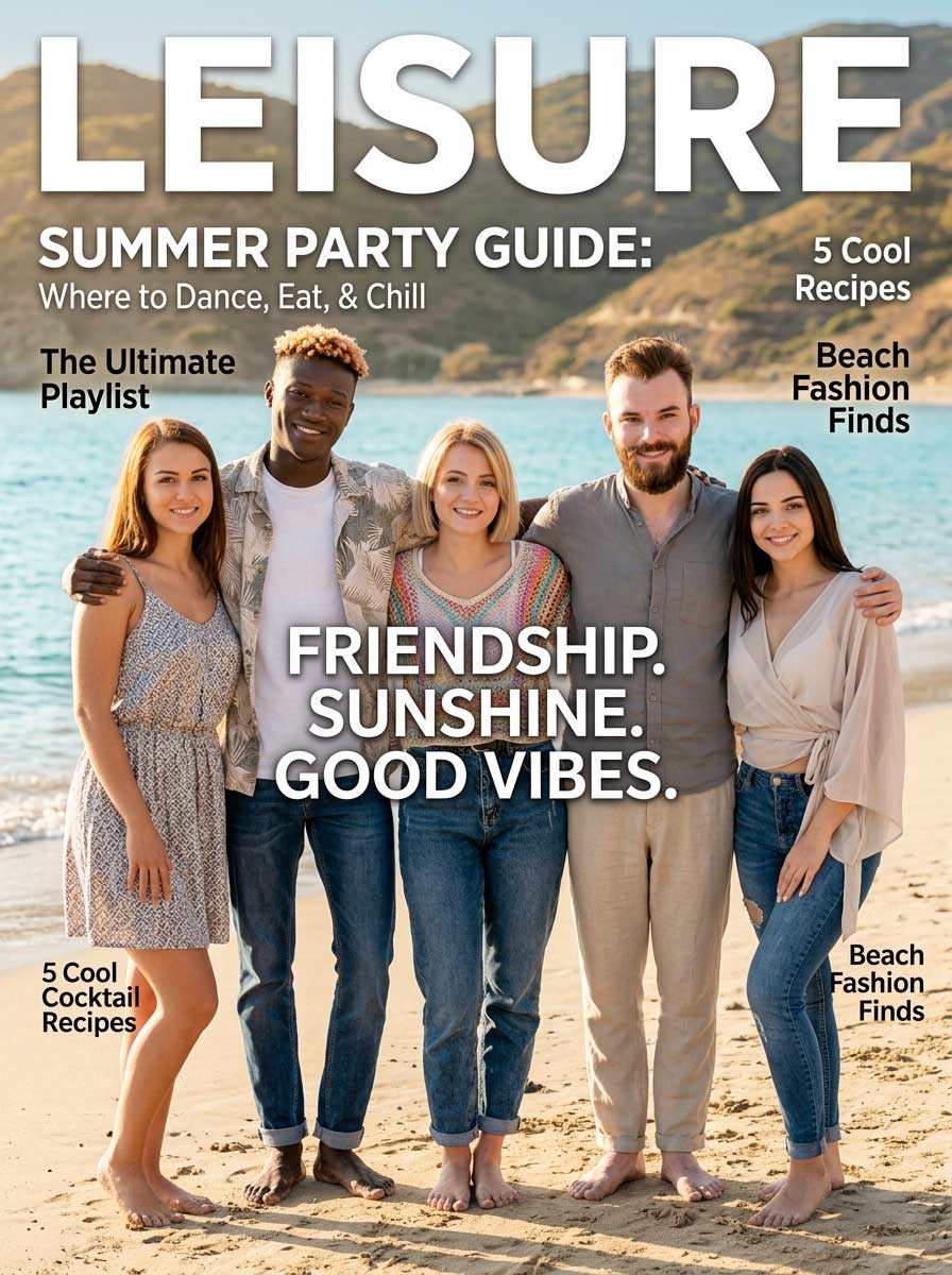 ai-magazine-photo-booth-malta-group-of-friends Contemporary magazine cover image with elegant composition and editorial aesthetics.