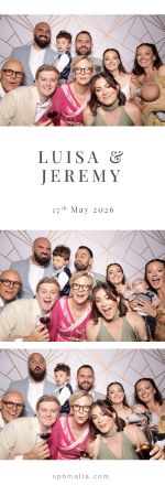 jeremy-and-luisa-03 Jeremy and Luisa celebrating with friends and family in a candid wedding photo strip.
