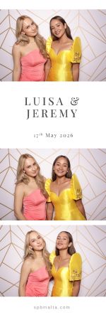 jeremy-and-luisa-07 Wedding guests celebrating together with joyful expressions in a stylish photo strip.