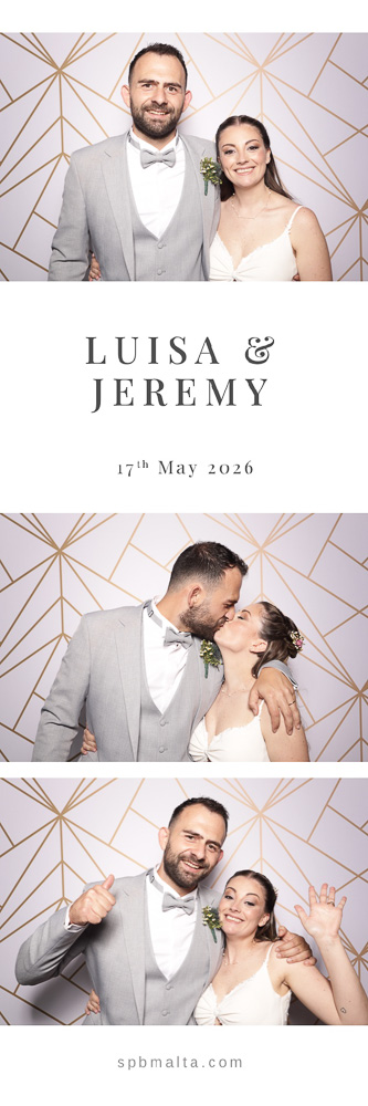 wedding-photo-booth-malta-bride-and-groom-smiling-photo-strip Bride and groom posing together in a classic wedding photo strip during their celebration.
