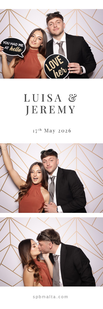 wedding-photo-booth-malta-couple-smiling-together-photo-strip A couple posing in front of a photo booth at a wedding.