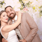 Bride Elysia and groom Stefan posing together at their Valletta waterfront wedding venue.