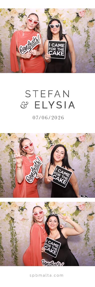 wedding-photo-booth-malta-two-women-photo-strip-1 Two friends laughing and posing together in a wedding photo booth.